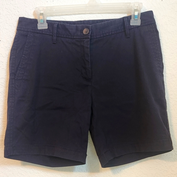 Talbots Relaxed Chino Short‎ Navy Cotton Blend Stretch with 7" Inseam, Size 2 - Picture 1 of 8